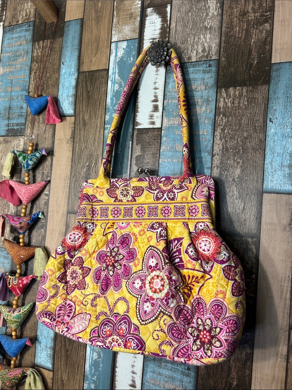 Vera Bradley Big coin purse boho pink and yellow